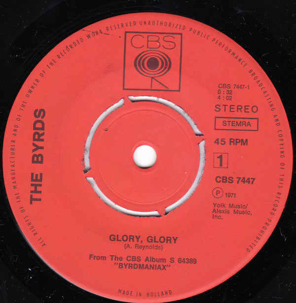 The Byrds : Glory, Glory (7", Single)