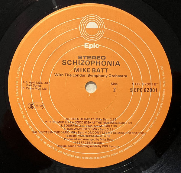 Mike Batt With London Symphony Orchestra : Schizophonia (LP, Album, Gat)