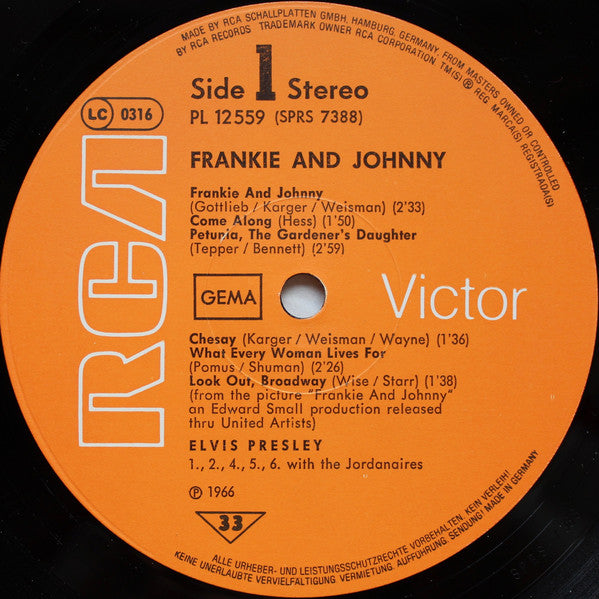 Elvis Presley : Frankie & Johnny (LP, RE)