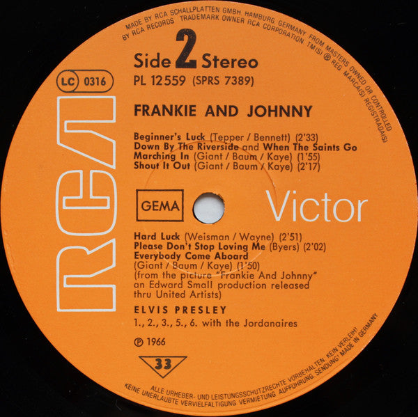 Elvis Presley : Frankie & Johnny (LP, RE)
