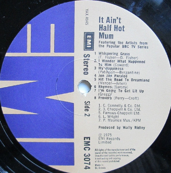 Various : It Ain't Half Hot Mum - Featuring The Artists From The Popular BBC-TV Series (LP)