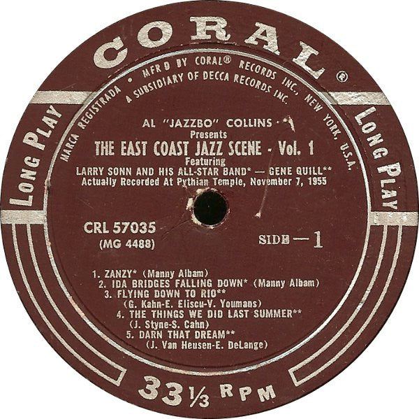 Al Jazzbo Collins : East Coast Jazz Scene - Vol. 1 (LP, Album)
