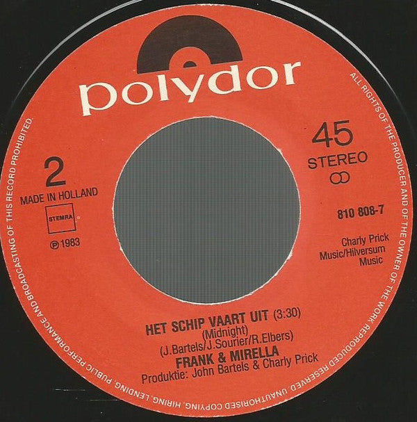 Frank & Mirella : De Vissers Van San Juan (7", Single)