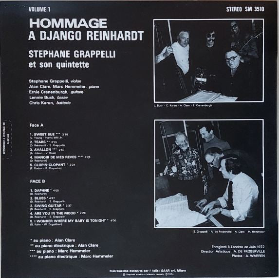 Stéphane Grappelli : Hommage A Django Reinhardt Volume 1 (LP)
