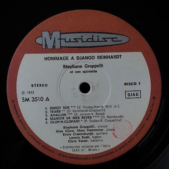 Stéphane Grappelli : Hommage A Django Reinhardt Volume 1 (LP)