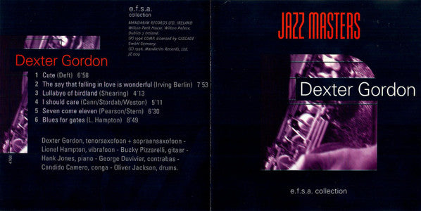 Dexter Gordon : Jazz Masters (CD, Album, RE)