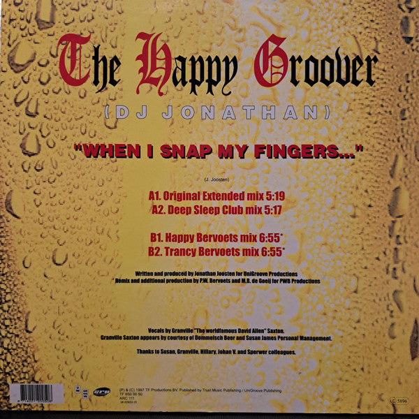 The Happy Groover : "When I Snap My Fingers..." (12")