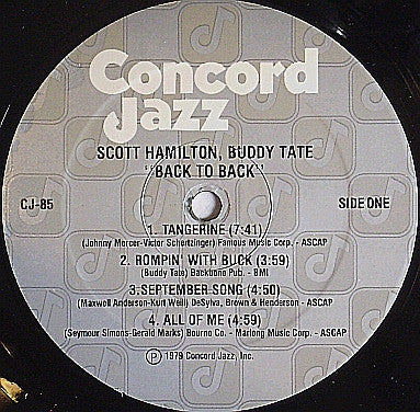 Scott Hamilton, Buddy Tate : Back To Back (LP, Album)