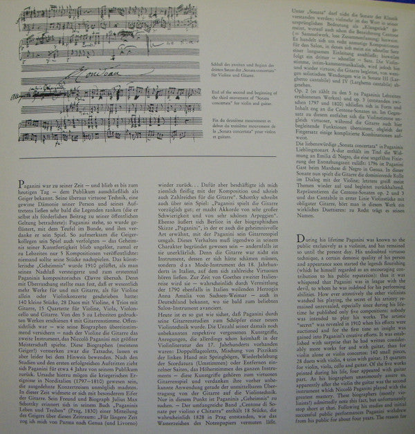 Niccolò Paganini - György Terebesi • Sonja Prunnbauer : Violine & Gitarre (LP, RE)
