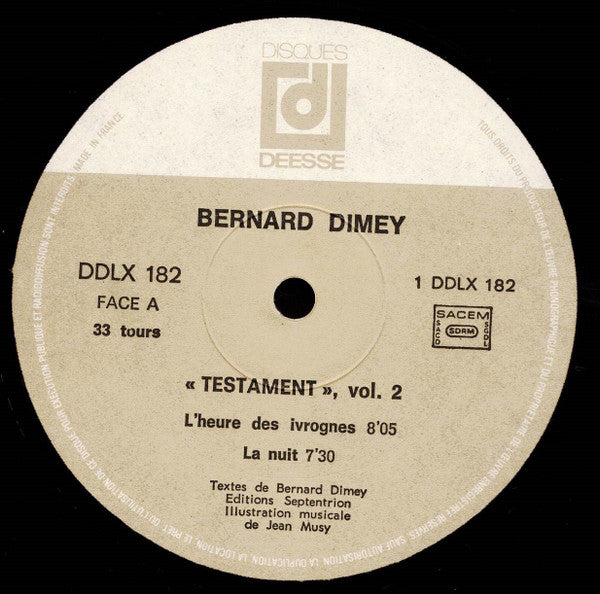 Bernard Dimey : Testament (Vol.2) (LP, Album)