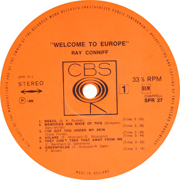 Ray Conniff & His Orchestra & Singers : Welcome To Europe! (LP, Comp)