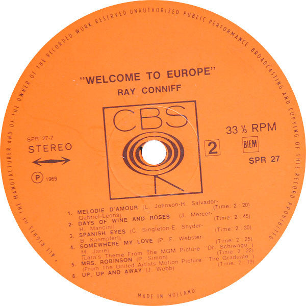 Ray Conniff & His Orchestra & Singers : Welcome To Europe! (LP, Comp)
