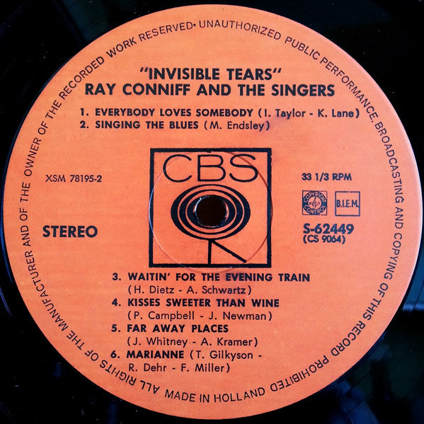Ray Conniff And The Singers : Invisible Tears (LP, Album)