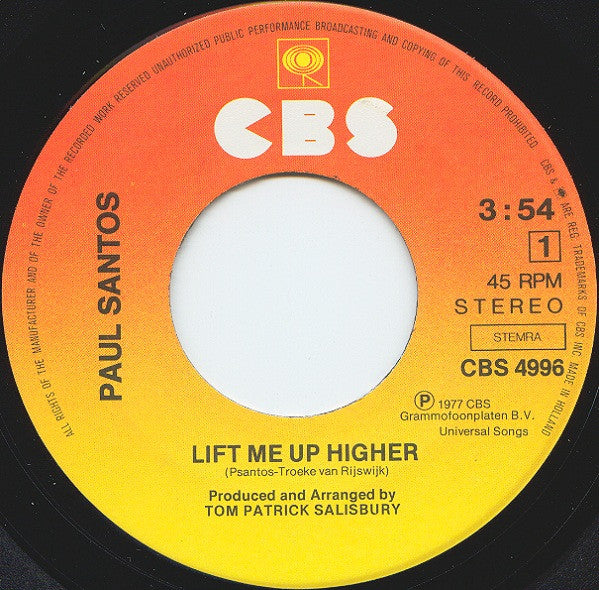 Paul Santos (2) : Lift Me Up Higher (7", Single)