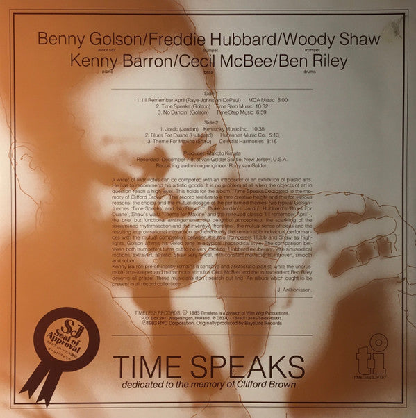 Benny Golson / Freddie Hubbard / Woody Shaw / Kenny Barron / Cecil McBee / Ben Riley : Time Speaks (LP, Album)