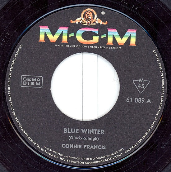 Connie Francis : Blue Winter / Souvenirs (7", Single, Mono)