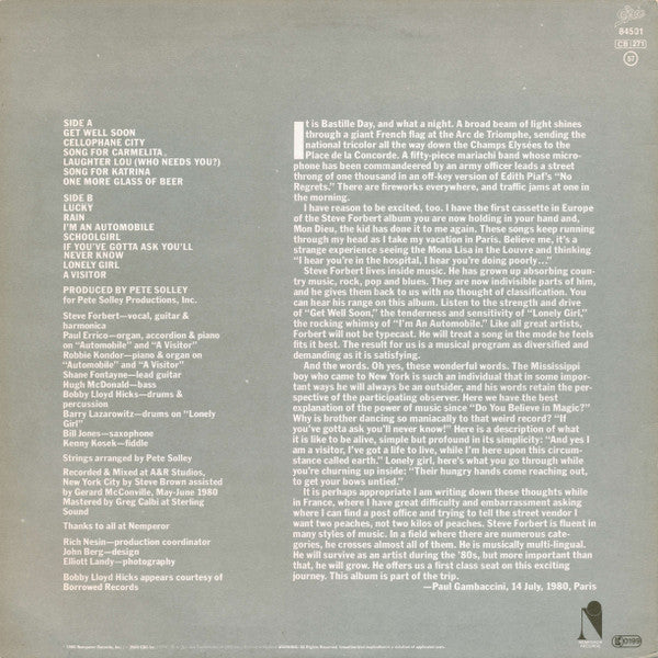 Steve Forbert : Little Stevie Orbit (LP, Album)