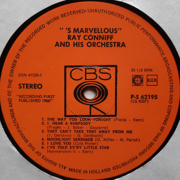 Ray Conniff & His Orchestra : 'S Marvelous (LP, Album)