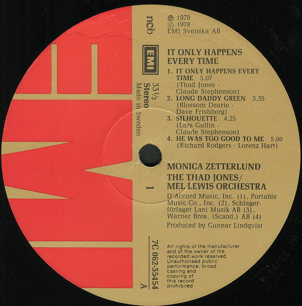Monica Zetterlund, Thad Jones / Mel Lewis Orchestra : It Only Happens Every Time (LP, Album)