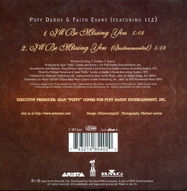 Puff Daddy & Faith Evans Featuring 112 : Tribute To The Notorious B.I.G. (CD, Single)