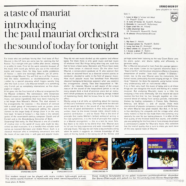 Paul Mauriat And His Orchestra : A Taste Of Mauriat (LP, Album, RE)