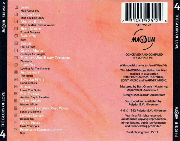 Various : The Glory Of Love 4 (A 1992 Super Popgala) (CD, Comp)