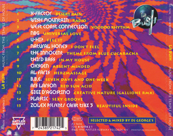 Various : La Bush - Music From The Temple Of House (CD, Comp, Mixed)