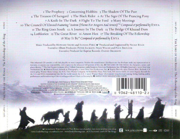 Howard Shore : The Lord Of The Rings: The Fellowship Of The Ring (Original Motion Picture Soundtrack) (CD, Album, Enh, Sar)