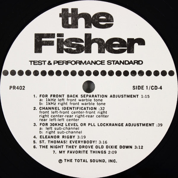 Various : The Fisher Test & Performance Standard Quadradisc (LP, Comp, Quad)