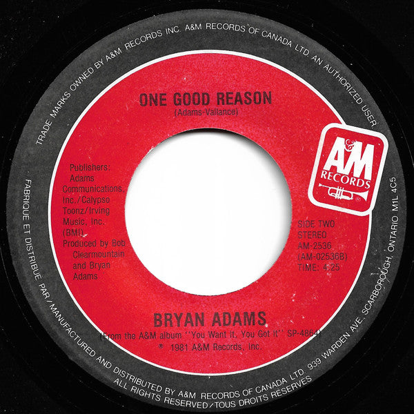Bryan Adams : Straight From The Heart (7", Single)