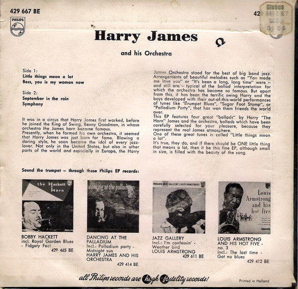 Harry James And His Orchestra : Little Things Mean A Lot (7", EP)