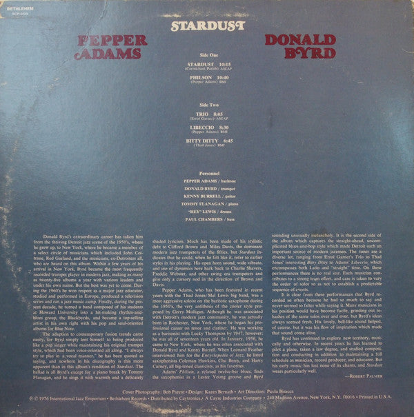 Pepper Adams, Donald Byrd : Stardust - The Bethlehem Years (LP, Album, RE)