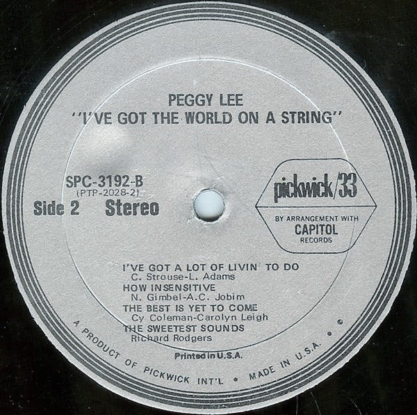 Peggy Lee : I've Got The World On A String (LP, Comp)