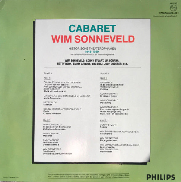Cabaret Wim Sonneveld : Historische Theateropnamen 1948 - 1959 (2xLP, Album)