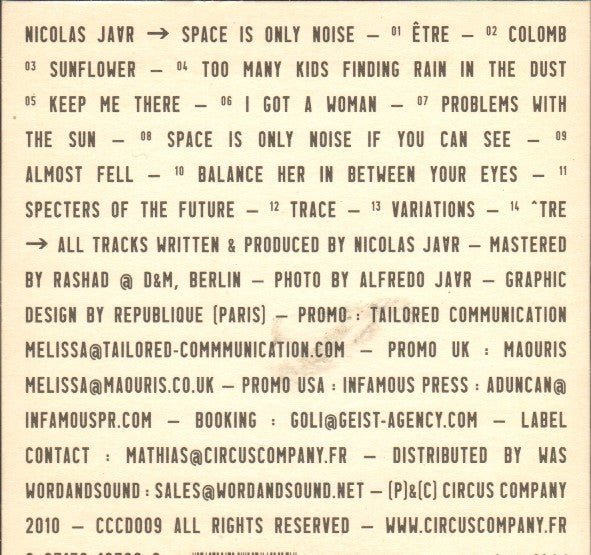 Nicolas Jaar : Space Is Only Noise (CD, Album, Promo, Car)