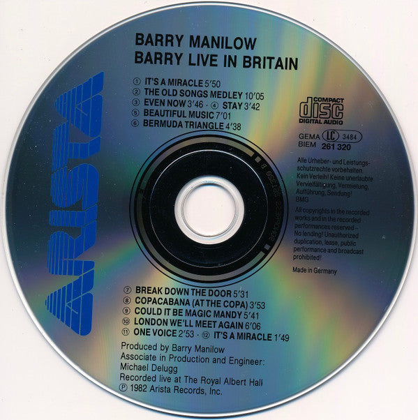 Barry Manilow : Barry Live In Britain (CD, Album, RE)
