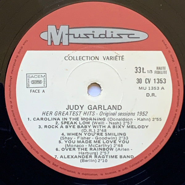 Judy Garland : Her Greatest Hits - Original Sessions 1952 (LP)