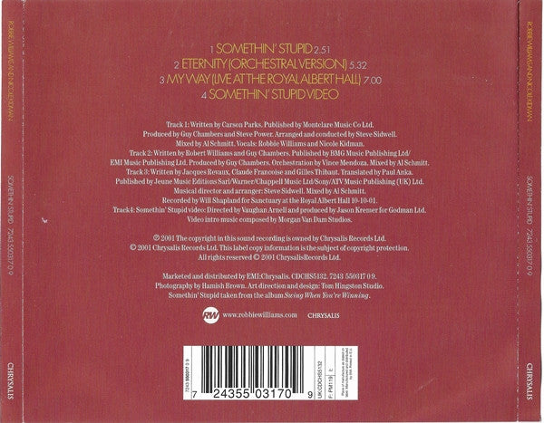 Robbie Williams And Nicole Kidman : Somethin' Stupid (CD, Single, Enh)
