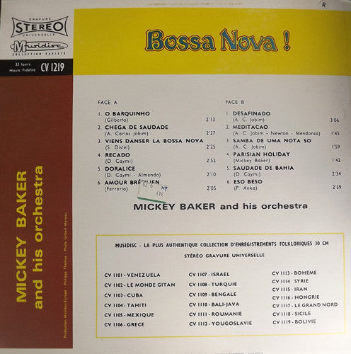 Mickey Baker And His Orchestra : Bossa Nova ! (LP, Album, RE)