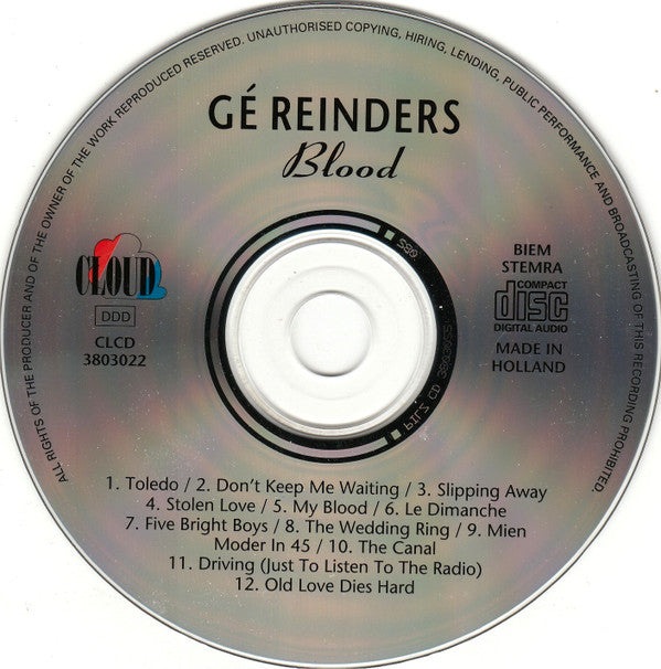 Gé Reinders : Blood (CD, Album)