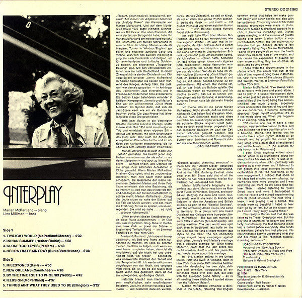 Marian McPartland : Interplay (LP, Album, RE)