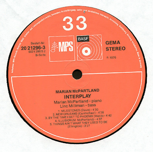 Marian McPartland : Interplay (LP, Album, RE)