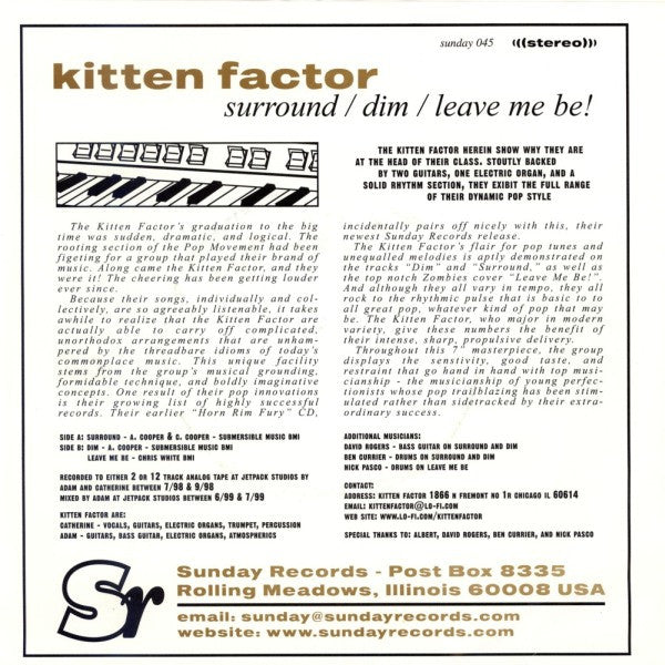 Kitten Factor : Surround EP (7", EP)