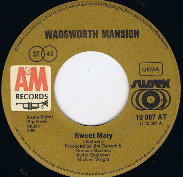 Wadsworth Mansion : Sweet Mary  (7", Single)