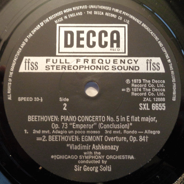 Ludwig van Beethoven - Vladimir Ashkenazy, Chicago Symphony Orchestra, Georg Solti : Piano Concerto No. 5 "Emperor" / Egmont Overture (LP)