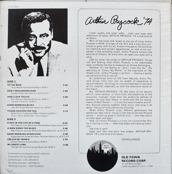 Arthur Prysock : Arthur Prysock '74 (LP, Album)