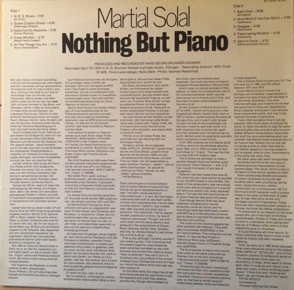 Martial Solal : Nothing But Piano (LP, Album)