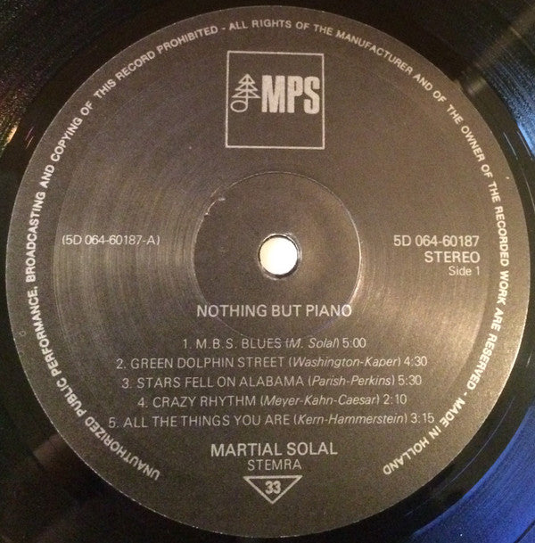 Martial Solal : Nothing But Piano (LP, Album)