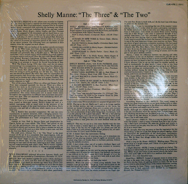 Shelly Manne : "The Three" & "The Two" (LP, Comp, Mono, RE)