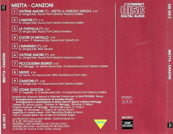 Mietta : Canzoni (CD, Album)